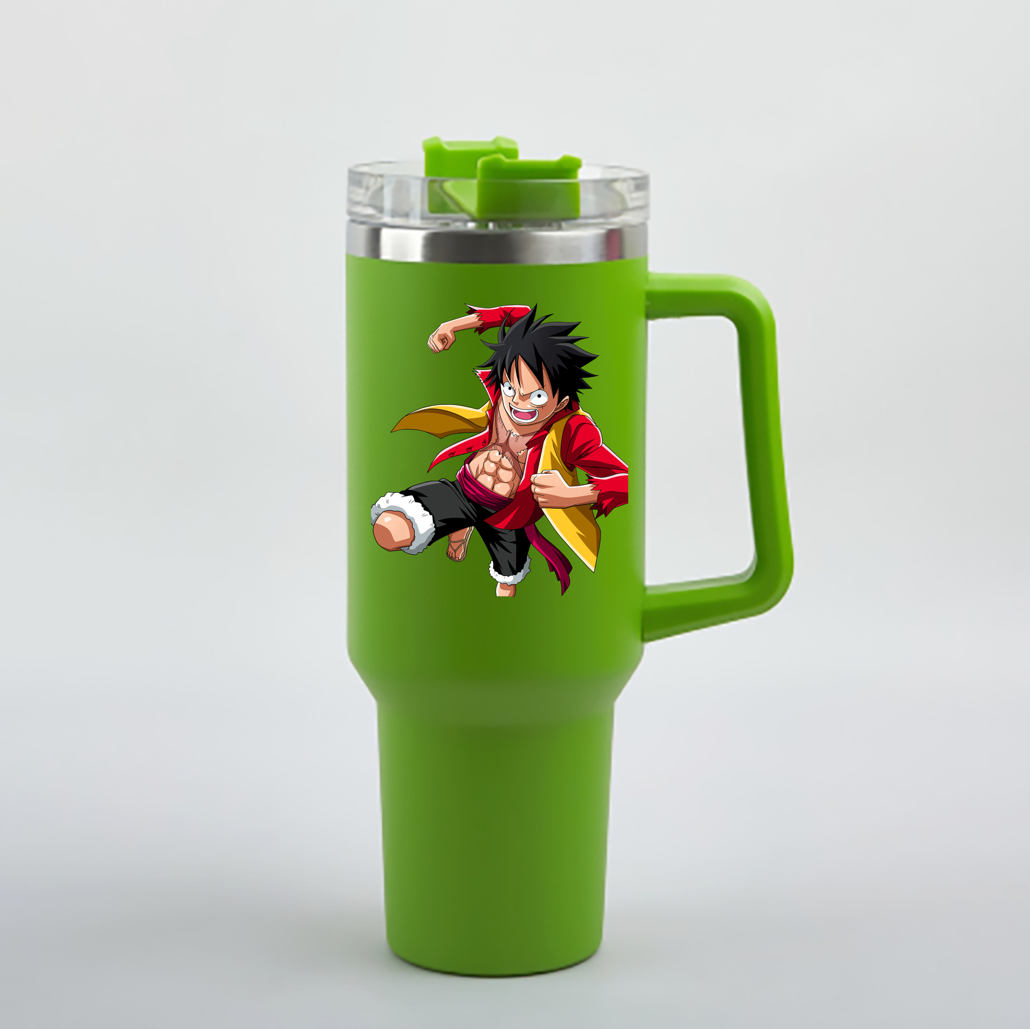 ワンピース モンキー・D・ルフィ ONE PIECE Monkey D. Luffy 1200mL車用タンブラー - クリスタルステッカー（プラスチックストロー付き）